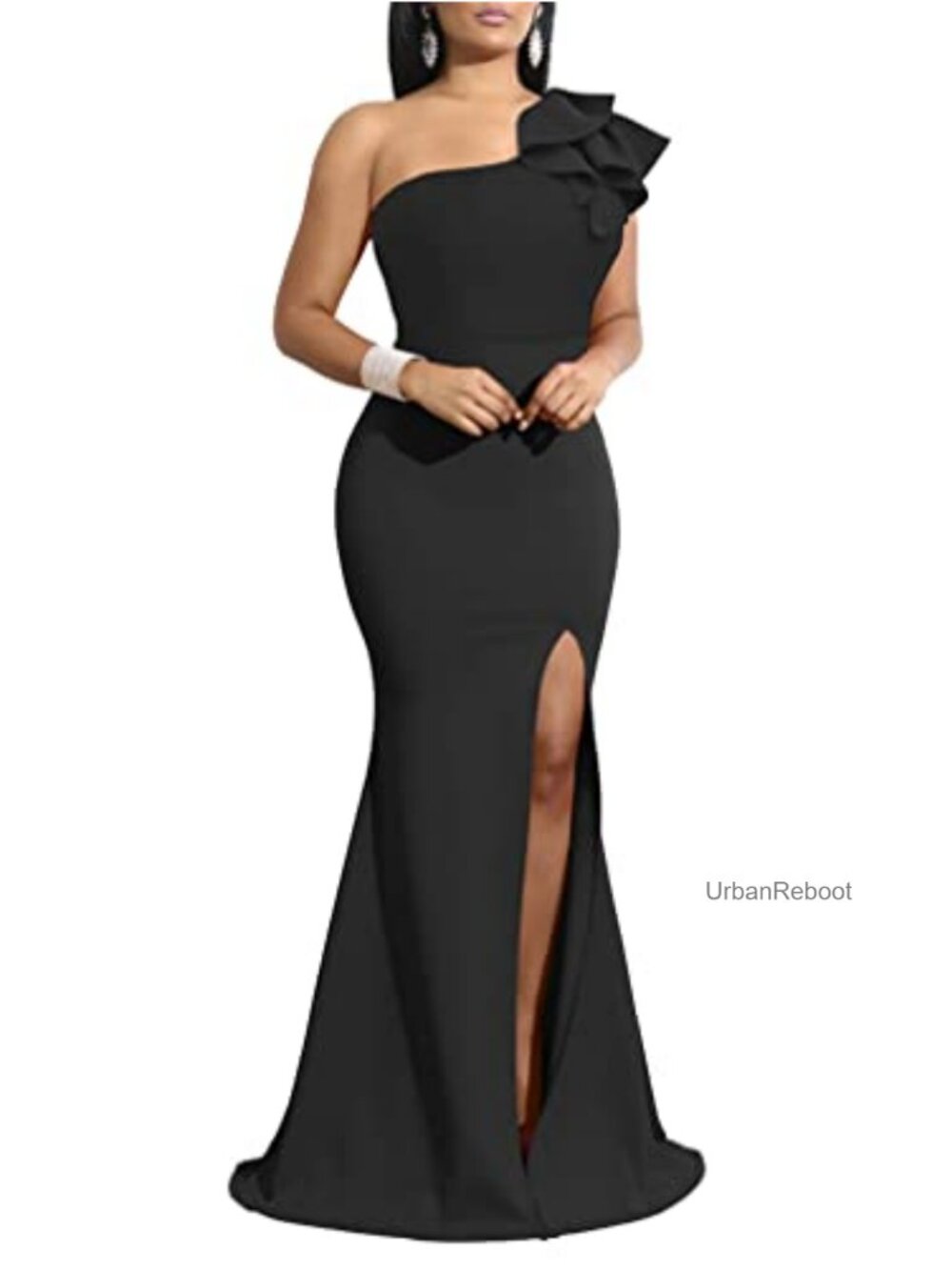 Sleeveless One Shoulder Slit Long Formal Dress Mermaid